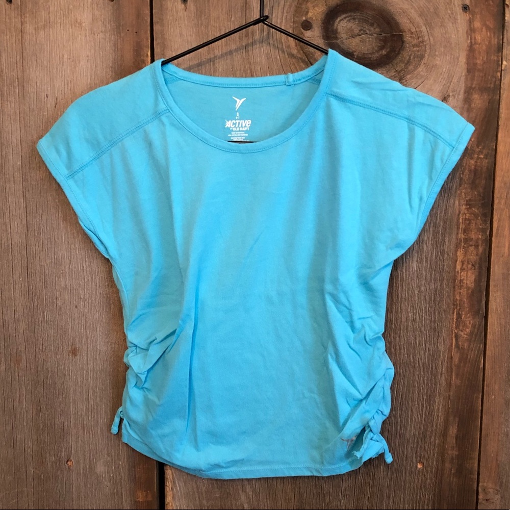 Old Navy Blue Active Cinched Side Dolman Top Size Small 6 7
